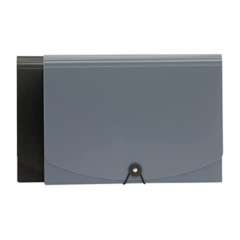 Amazon Basics - Carpeta acordeón, tamaño A4 (2 unidades), color negro/gris Cover