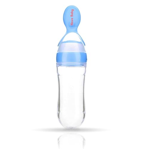 Image of Novo Baby Soft Silicone Baby Fruit & Food Feeder | 1 PCS Silicone Food Dispensing Spoon 90ML | 2 PC Spoons BPA-Free Finger Toothbrush | Baby Feeding Set (Multicolor)
