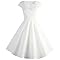 Ellames Women's 1950s Retro Vintage Dresses Elegant 2025 Cocktail Party Dress Cap Sleeve Dress with Pocket White X-Large