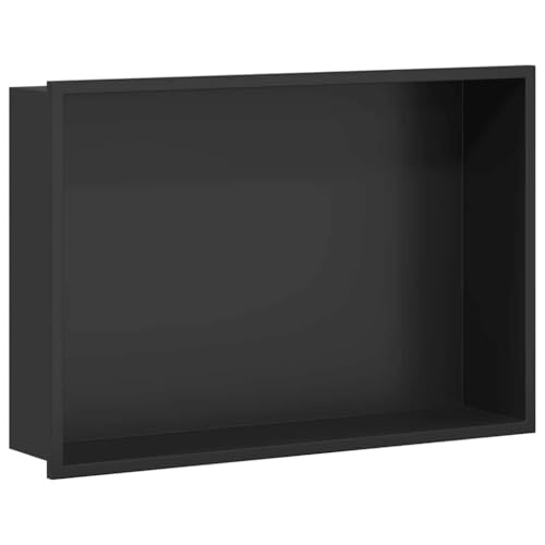Ducha negra de acero inoxidable, 45 x 30 x 9,5 cm, duradera y moderna para cabinas de ducha y puertas, ahorra espacio y elegante
