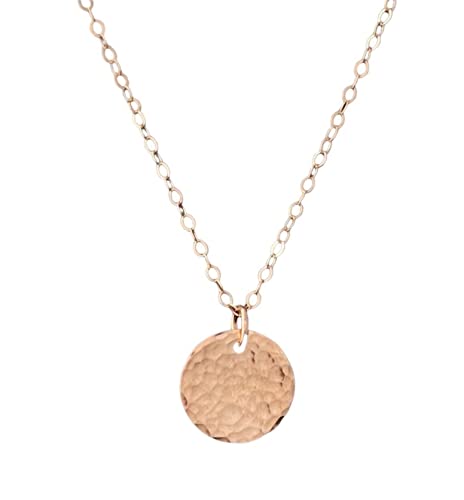Disc Necklace Hammered Rose Gold Filled 