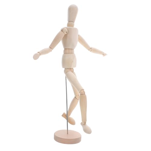 jojofuny 木製人形 可動関節付きデッサンモデル 芸術創作向けスケッチ用人体フィギュア 台座付きインテリア兼用