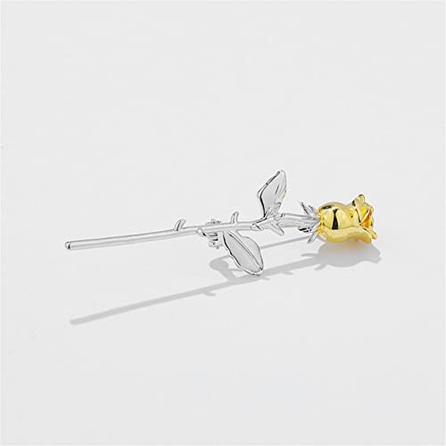Image of Rose Flower Brooch Lapel Pins Wedding Party Badge Dress Hat Bag Suit Accessories Mother's Day Valentine Jewelry for Women Gifts