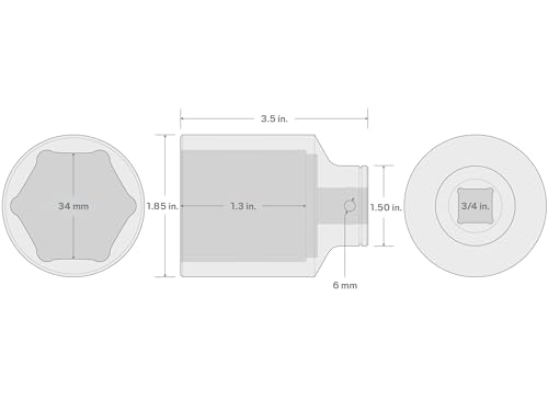 Image of TEKTON 3 /4 Inch Drive x 34 mm Deep 6-Point Socket | SHD33134