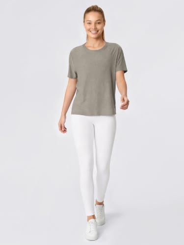 Image of ODODOS Women's Performance Cropped Tee Ultra Soft odSTRATUM Tech Short Sleeve Relaxed Top Crew Neck T-Shirts