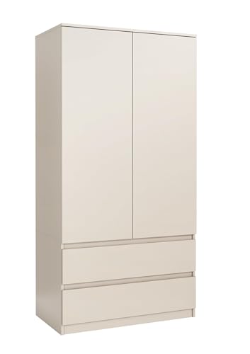 meble masztalerz Armoire Chambre avec 2 Tiroirs Largeur 90 cm - Penderie Vetement Dressing - Dressing Chambre Adulte - Meuble de Rangement Chambre - Cachemire...