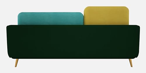 Image of Black Wood Modern Montez Luxurious Velvet 3 Seater Sofa for Bedroom, Living Room, Dining Room, Drawing Room, Home Office in Bug Resistant Wood (Turquoise & Green, 3 Seater)