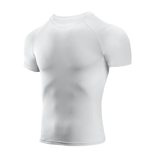 Niksa Men's Compression Shirts, Short Sleeve Athletic Compression Tops Dry Workout T Shirt, Rash Guard Base Layer Undershirt