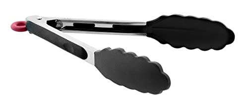 Jata AC35 - Pinza Cocina Silicona, Mango Ergonómico Silicona, Antideslizante, Apto Lavavajillas, Resistencia 240°, Negro
