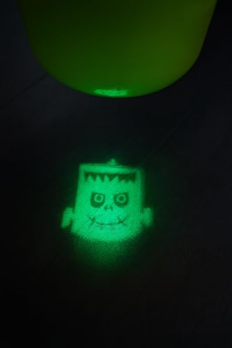 Halloween Trick or Treat Sweet Buckets with Built-In Projector Light – Kids Pumpkin, Ghost & Frankenstein Designs – 22cm Plastic Sweets Candy Bucket with Handle for Halloween Parties (Frankenstein) - Image 2