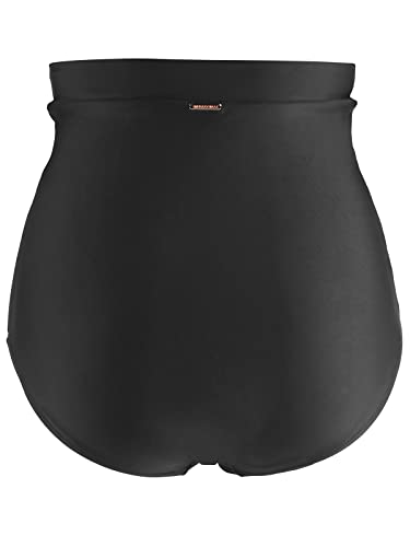 Relleciga Women's Black High Waisted Ruched Bikini Bottom Size Medium #TOP1