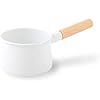 Kaico Enamel Milk Pan - 1 Quart Japanese Enamelware With Maple Handle White