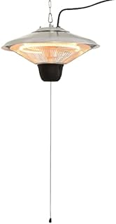 Outsunny 1500W Patio Heater Outdoor Ceiling Mounted Aluminium Halogen Electric Hanging Heating Light Pull Switch Control