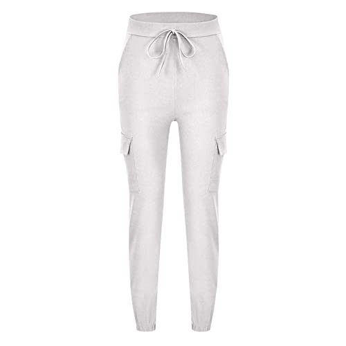 Weiße Hose Damen Medizin Stretch 48 Damen Multi Pocket Cargo Freizeithose Elastische Taille Korsett Seilhose Lack Kleidung Damen Hose