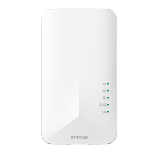 STRONG - Powerline 1000 Duo Wi-Fi EU - Adattatore Powerline 1000 + Wi-Fi 1200 Mbps - Internet Veloce - Presa Passante Schuko - Portata di 300m - Per Tutti i Modem/Router - Hotspot + Ethernet - Bianco - Powerline - Immagine 1