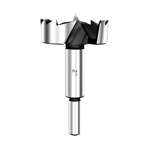 Waterspout 2 Inch Carbon Steel Forstner Drill Bits, Set of 1, Wood & Plastic Drilling, Hinge Cutter Tool with Storage Case