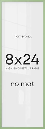 Image of Homeforia 8x24 Green Panoramic Picture Frame, High-End Metal, Glass | High End Aluminum, Tempered Glass, 8x24 in Edge-to-Edge Display 24x8, Wall Kit, Set Of 2