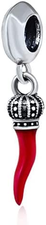 SWEGAS Ciondolo in Argento Sterling 925 A Forma di Cornetto Rosso, Peperoncino, per Braccialetti Pandora