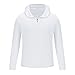 Mens UPF 50 Sun Protection Hoodie Zipper Long Sleeve Jacket Outdoor Cooling Lightweight Thumb Holes Fishing Hiking White