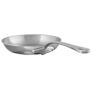 Mauviel M’Elite 5-Ply Hammered Polished Stainless Steel Frying Pan With Cast Stainless Steel Handles, 11-in, Made in France