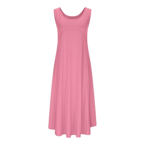 Vestido feminino de verão outono sem mangas gola redonda maxi longo com fenda regata básico alto bai