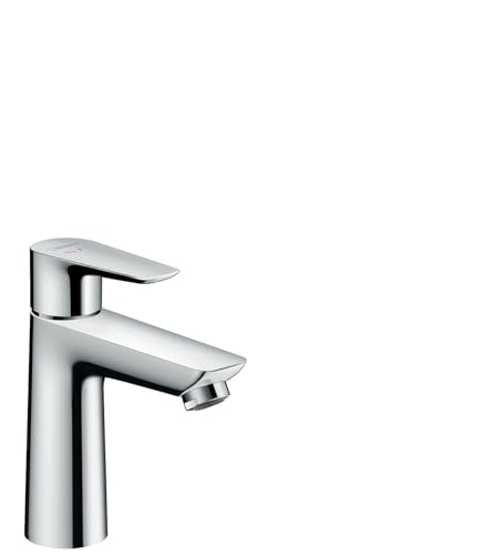hansgrohe Waschtischarmatur Talis E, Wasserhahn Bad mit Auslauf Höhe 110 mm, mit Zugstange, Badarmatur wassersparend, Chrom