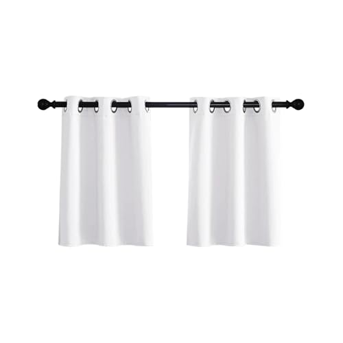 Cortinas opacas for cocina, cortinas cortas con aislamiento térmico for dormitorio, sala de estar, decoración del hogar, cortinas pequeñas con ojales en la parte superior(White 1Panel,W85xH61cm)