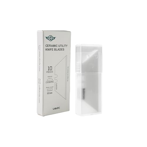 OKNIFE Premium Ceramic Utility Knife Blades, 10-Pack - Zirconium Oxide Flat Brushing Polishing Blade Compatible with Otacle U1,U1 Pro & U1 Ultra, Fits Most Utility Knives (White)