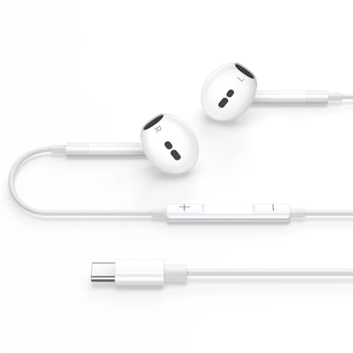 Kabelkopfhörer für iPhone 17 16 15, USB C Kopfhörer mit Kabel für iPhone 15 16 17 Air/Plus/Pro/Max/iPad, In Ear USBC Ohrhörer HiFi Stereo mit Mikrofon für Samsung S25 S24 S23...