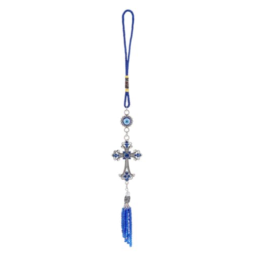 WEBEEDY Evil Eye Car Hanging Ornament Cross Pendant Turkish Blue Evil Eye Car...
