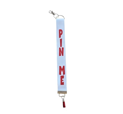 Cheerleader Pin Me Lanyard Keychain - Handmade - Cheer Gift - Good Luck Cheerleading (Red)