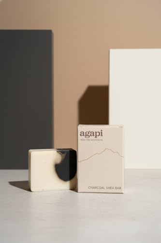 Image of Agapi Sikkim Charcoal Shea Soap Bar | Handcrafted Natural Bath Soap with Beeswax, Virgin Coconut Oil, Grapeseed Oil, Avocado Oil, Shea Butter & Activated Charcoal - 110g