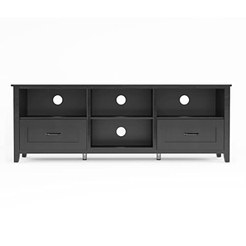 Bamacar Black Tv Stand For 80 Inch Tv For Living Room, Black Entertainment Center For 75 Inch Tv, Mid Century Modern Tv Stand 65 70 Inch Tv Stand Black Tv Console With Storage, Stand Tv 75 Inch Modern #TOP7