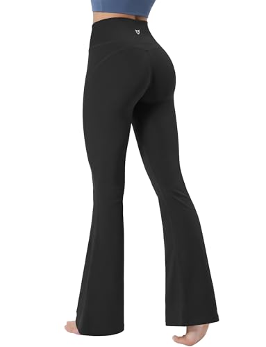 TomTiger Flare Leggings for Women Bootcut Yoga Pants with Tummy Control High-Waisted and Wide Leg (Bootcut Black 32
