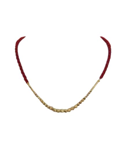 bhumi creation Traditional Gold-Plated Mangalsutra Necklace with Red Crystal Beads, Ethnic Indian Jewellery-picture-22