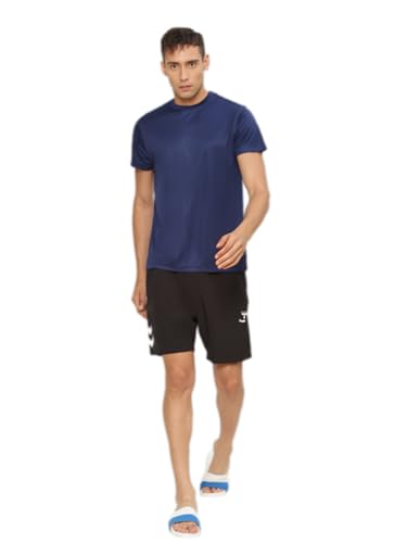 Image of hummel Budoc Round Neck Half Sleeve Solid Regular fit Polyester T-Shirt for Men Comfortable Breathable Fabric Stretchable for Everyday Use Ideal for Yoga Training Gym Running or Performance