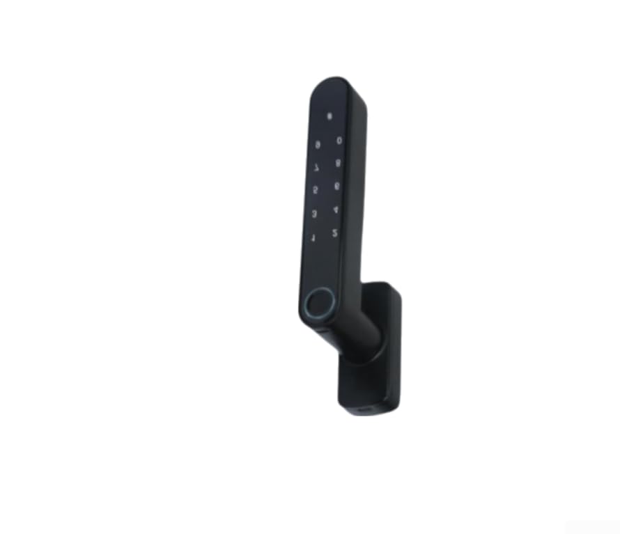 Cerradura inteligente de ventana de huellas dactilares con múltiples claves, control de aplicación, seguridad infantil, batería recargable anticaída (B)