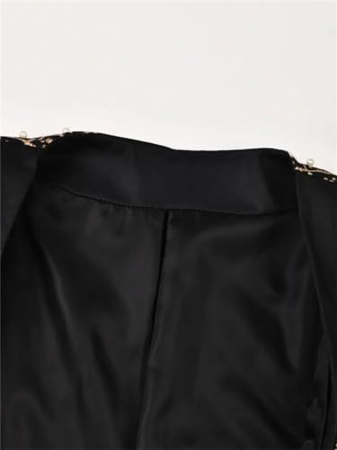 Women White Pearl Nailed Formal Blazer V-Neck Long Sleeve Loose Fit Jacket Spring Autumn 20232