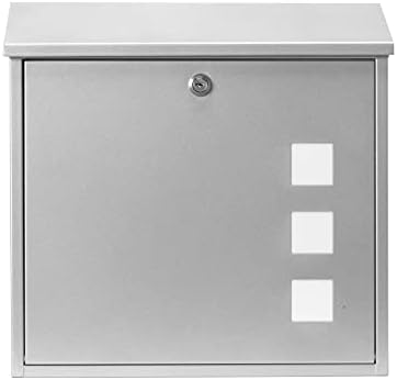 Sterling MB08S Burg Wächter Aire Wall Mounted Galvanised Steel Lockable Weatherproof Post Box - Silver - 37x36x11cm