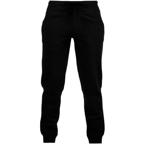 Image of ANZEE® Unisex Fleece Sweatpants PE Trousers for Kids School Play Tracksuit Bottoms Casual Pull On Pants with Elasticated Waist and Cuffs (9-10-Black)