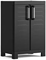 Keter Armario Detroit Bajo|Amario Bajo de almacenaje|Resina|2 puertas y 2 baldas regulables en altura|Color Negro|182 x 65 x 45 cm Keter Armario Detroit Bajo|Amario Bajo de almacenaje|Resina|2 puertas y 2 baldas regulables en altura|Color Negro|182 x 65 x 45 cm