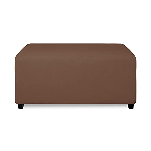 Image of PureFit Stretch Rectangle Ottoman Cover Footstool Cover, Brown