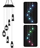 Wind Chime LED Solar, Changing Color Waterproof Six Lantern Lamp Wind Chimes for Home Party Night Garden Christmas Decoration