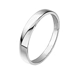 Homxi Anillos Hombre Boda Oro Blanco 18K, Redondo Simple, Anillo Compromiso Plata Hombre, Talla 23(63mm)