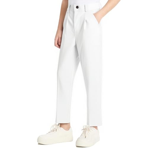 Boys Uniform Pants, Straight Fit Flat Front Trousers for Formal Occasion