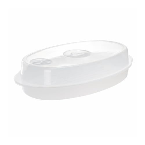 KTUXZCI Recipiente de vapor para horno microondas con tapa ventilada. Solución única para cocinar pescado y albóndigas al vapor. La bandeja vaporera sirve