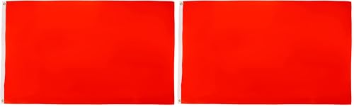 AZ FLAG - Drapeau Commissaire de course Rouge - 90x60 cm - Polyester léger - Drapeau Interruption De La Course Avec Oeillets Métalliques Intégrés - 40g (Lot de 2)