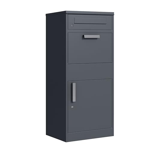 DEGAMO Paketbox Briefkasten Bremen 50x38x112cm, Stahl anthrazit RAL 7016, stehend, wasserdicht