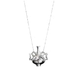 Collar de clavícula retro esculpido con doble asa para mujer, colgante de declaración de botella 3D de cobre plateado con acentos CZ colgantes, elegante joyería artesanal para ocasiones de aniversario