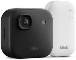Blink Außenkamera 2K+ (neueste Generation) – Kabellose, intelligente Sicherheitskamera, 2K-Videoauflösung, bis zu zwei Jahre Batterielaufzeit. Sync-Basismodul enthalten – 1-Kamera-System, Schwarz